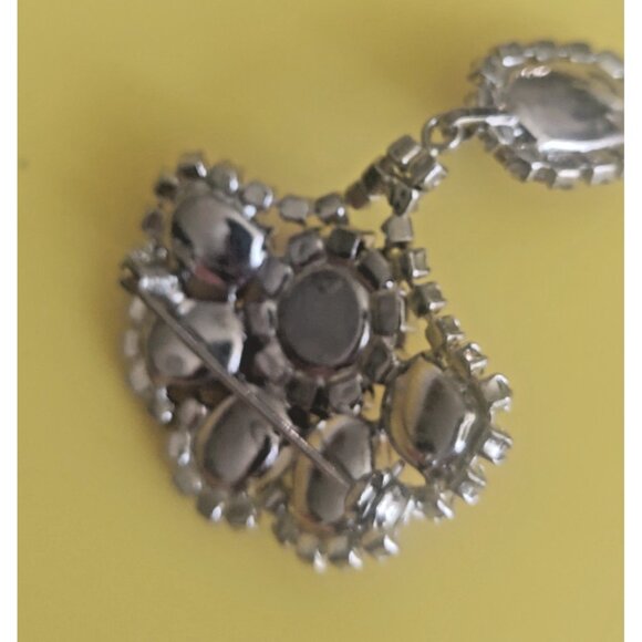 Vintage Amber Rhinestone & Cubic Zirconia Brooch 3" long x 1.75" wide - Picture 6 of 8